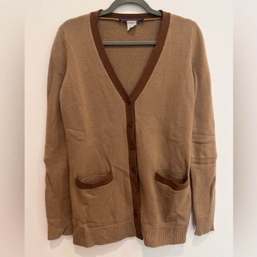 Ralph Lauren Cashmere Tan V-Neck Cardigan (S/M)
